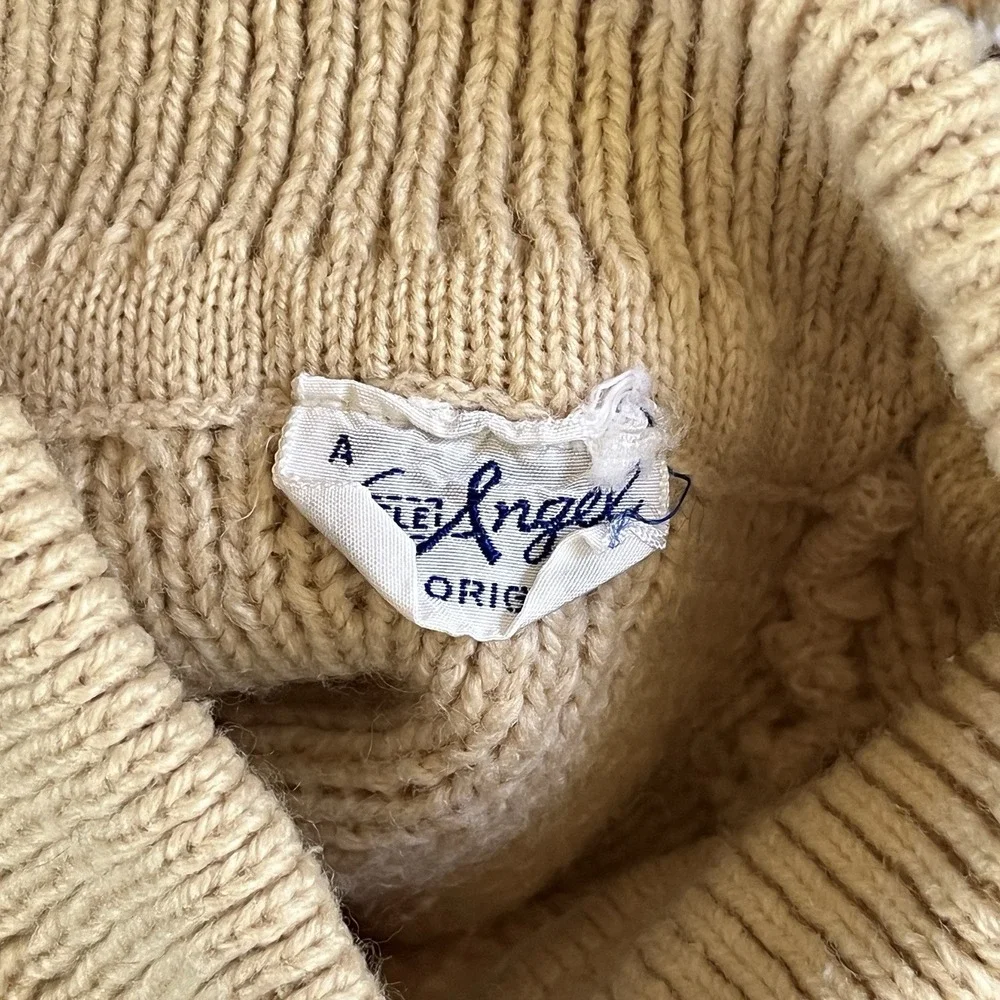 Vintage A Little Angel Toddler Boys Turtleneck Sweater Raglan Sleeve‎ Tan Brown